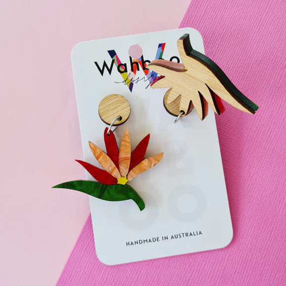 WAHBOO- Bird of Paradise Stud Dangle Earrings