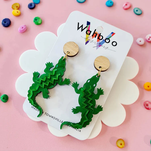 WAHBOO- Crocodile Stud Dangle Earrings
