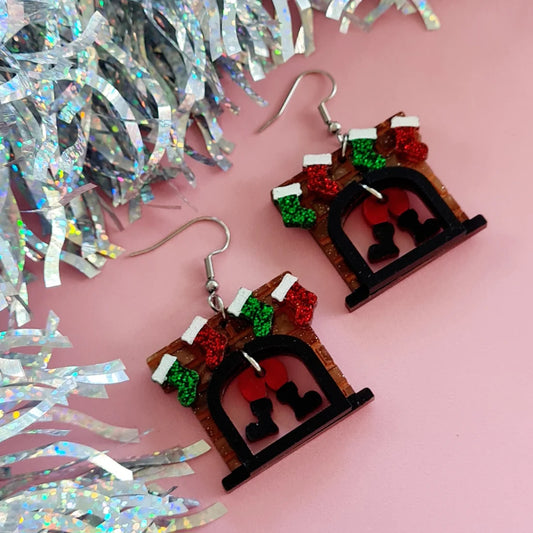 WAHBOO- Christmas Fireplace Dangle Earrings
