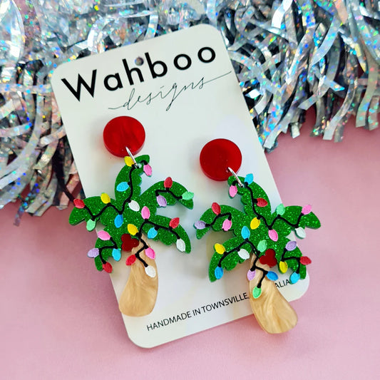 WAHBOO- Christmas Plam Tree Dangle Earrings