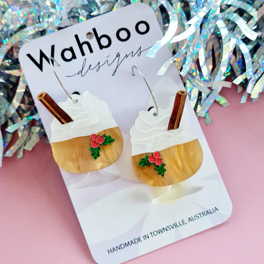 WAHBOO- Christmas Eggnog Hoop Earrings
