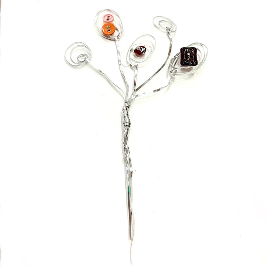 CARLEY CLARKE-RUSHTON - "Abstract Flowers #2- Buttons" Wire Wall Hanging/Sculpture