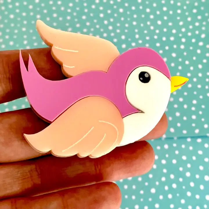 BIRDIE BANANAS - "Pink bird" Brooch