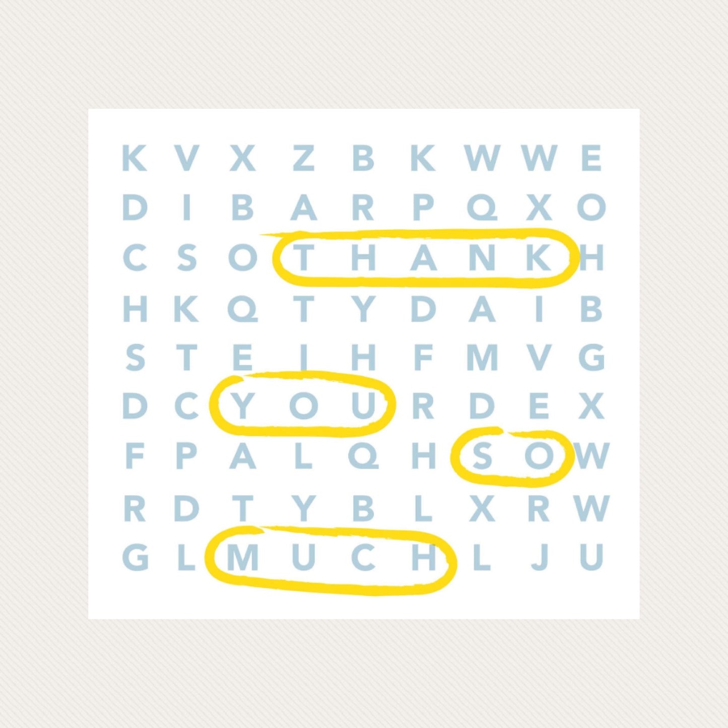 NUOVO - "Find A Word Thank You" by Cat McInnes- GREETING CARD