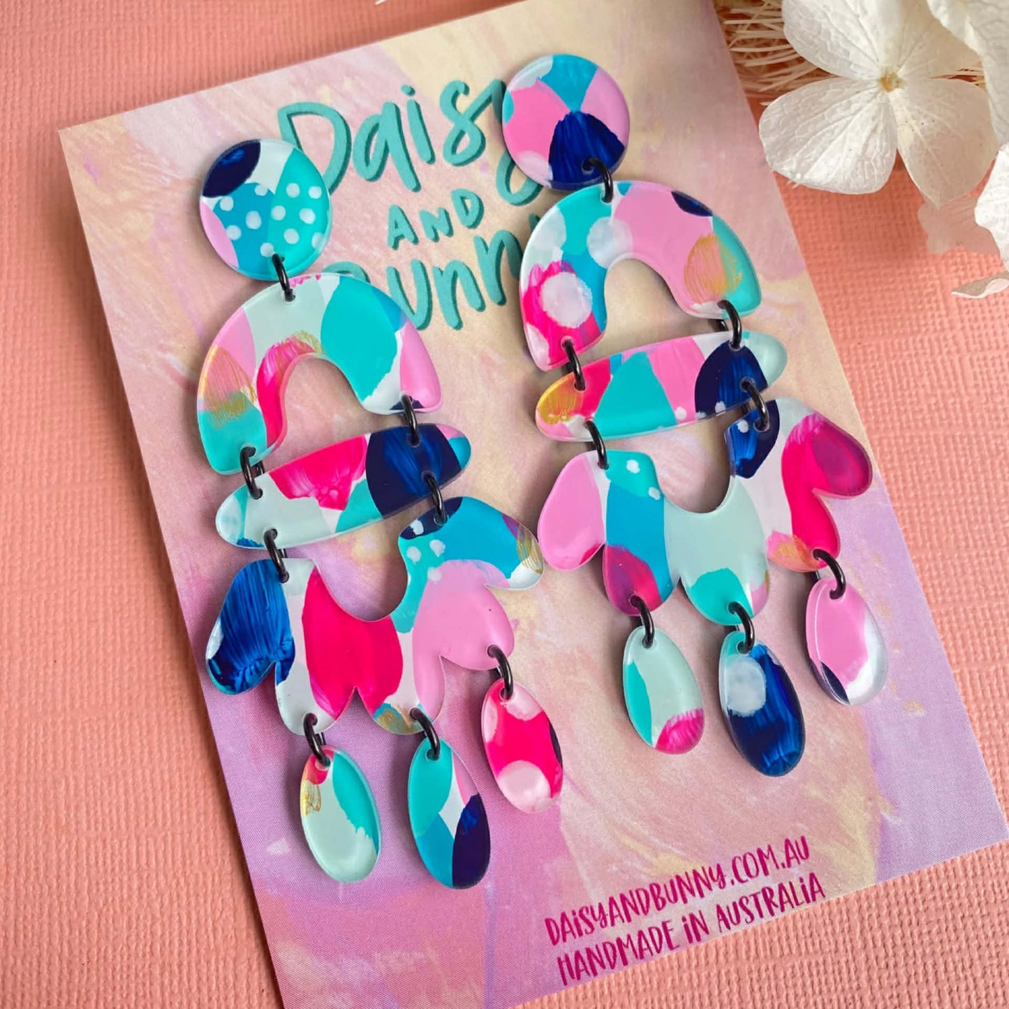 DAISY AND BUNNY - KIZZY DANGLES - PINK AND MINT 1