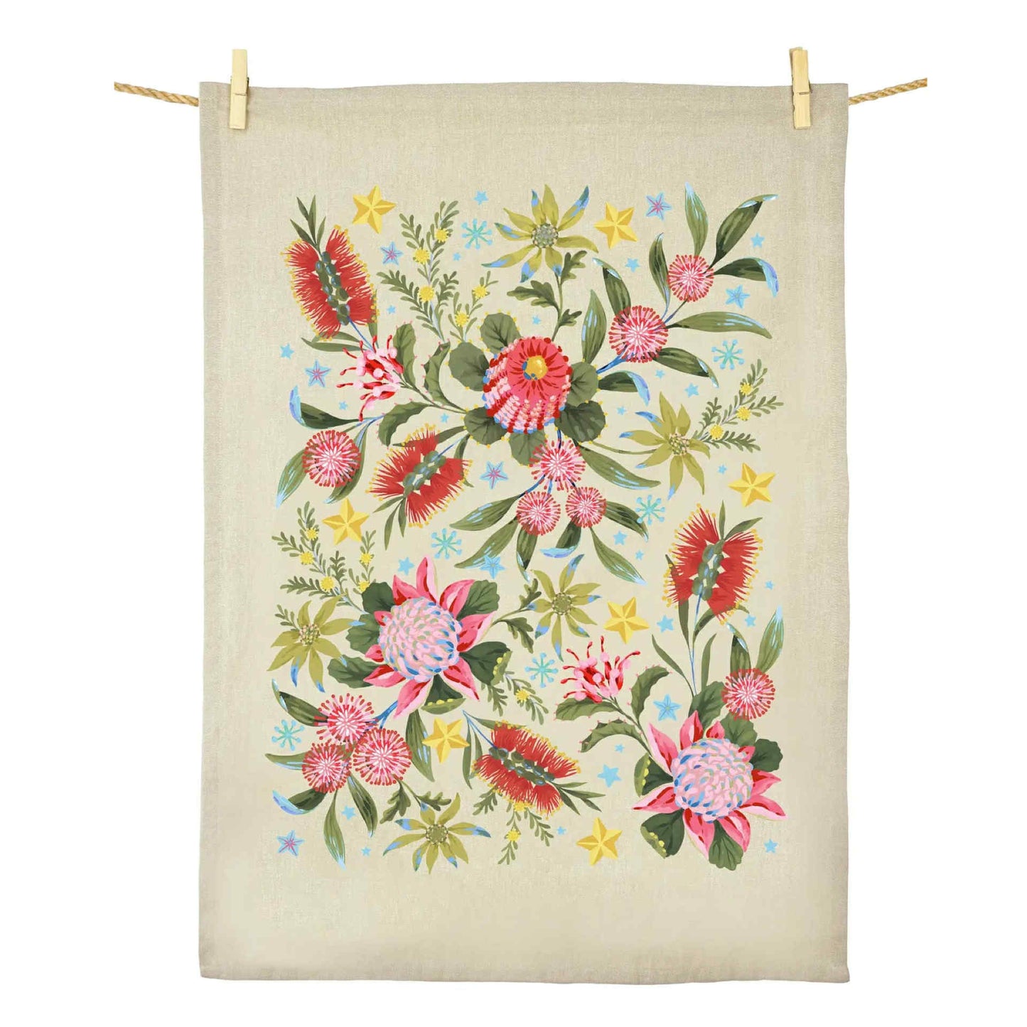 EARTH GREETINGS- Christmas Flora- Tea Towel