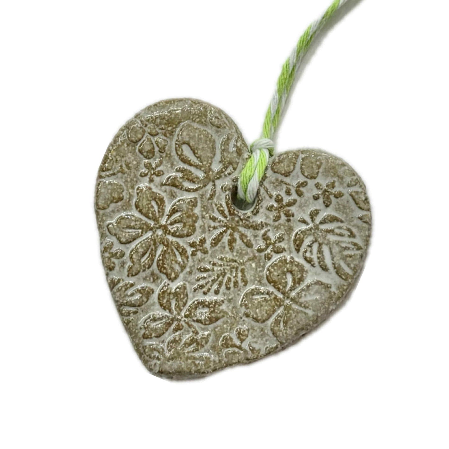 EARTH BY HAND- Clay Heart Decorations- Embossed