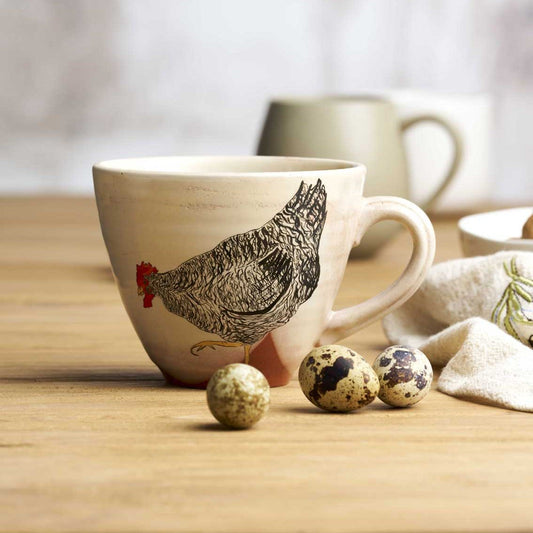 ROBERT GORDON POTTERY - "Mabel" (Black Chicken) Oversized Mug - Emogen Clark Collaboration