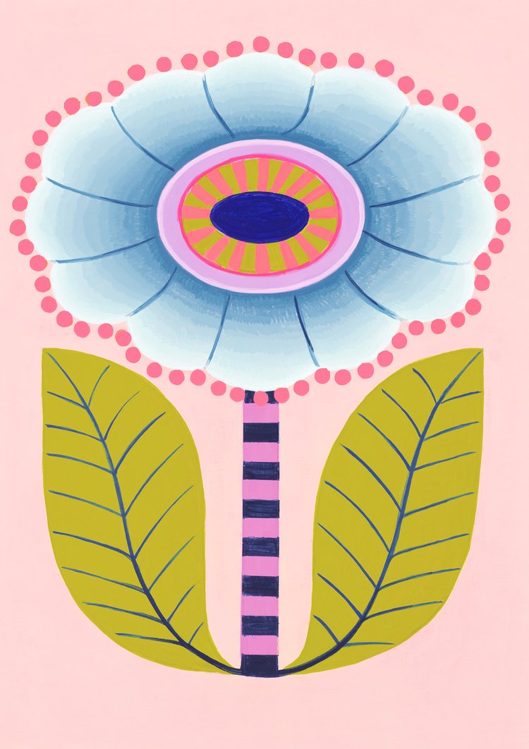 CLAIRE ISHINO- MEDIUM LIMITED EDITION A4 PRINTS- Blue Bloom