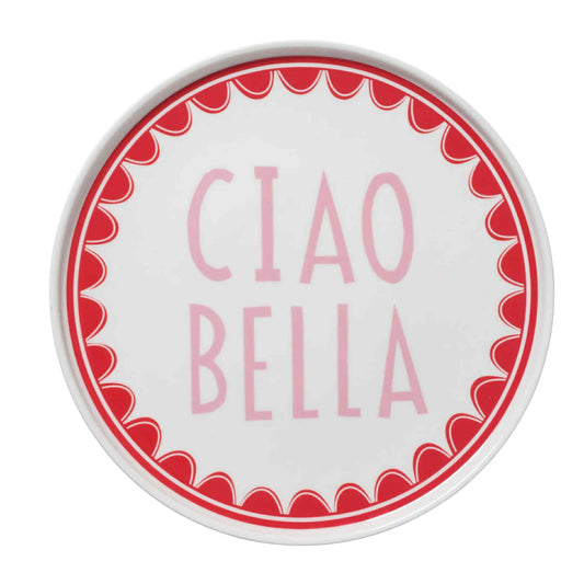 In The Roundhouse - "Ciao Bella" Plate Pink and Red