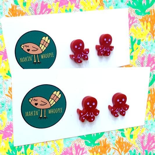 MAKIN' WHOOPEE - Octopus Studs- Red