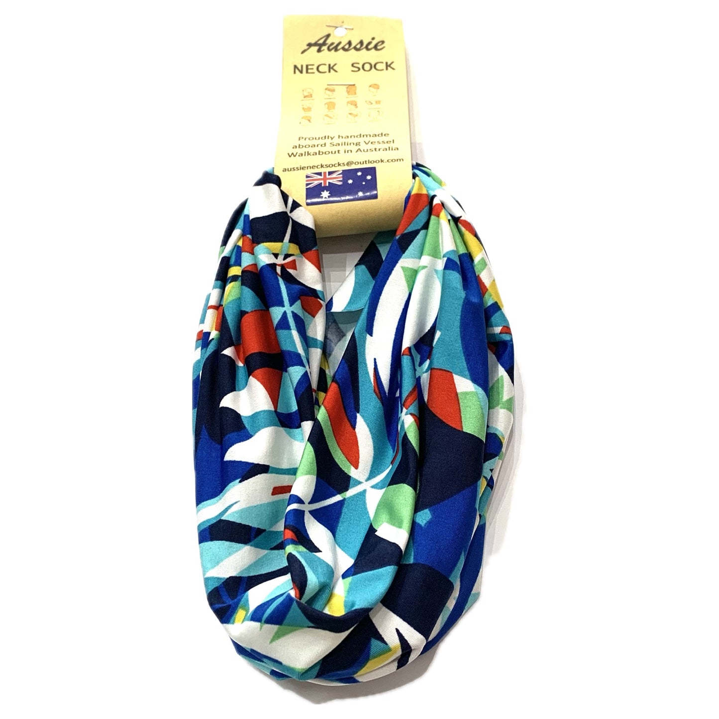 AUSSIE NECK SOCKS- Leafy Colourful Abstract
