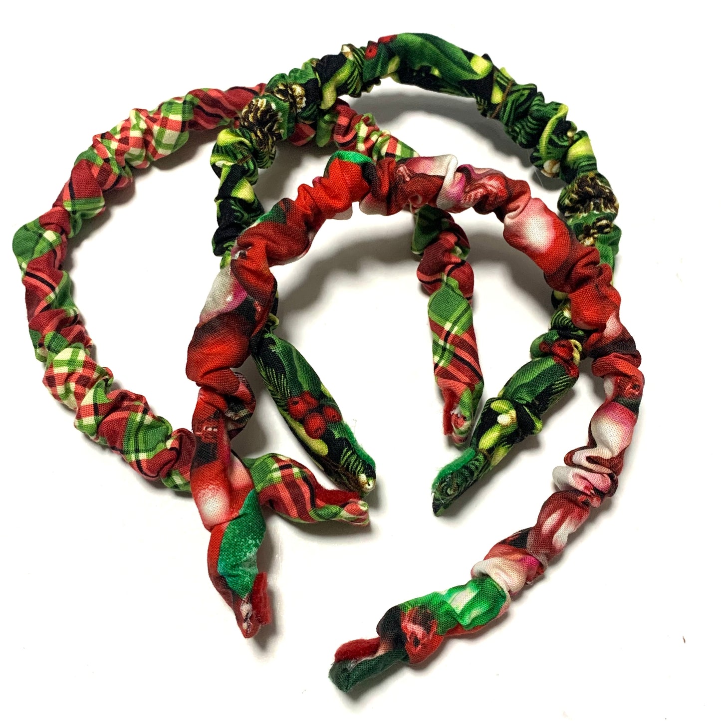 THIS BIRD HAS FLOWN - SMALL CHRISTMAS SCRUNCHIE HEADBANDS- Yuletide Greenery