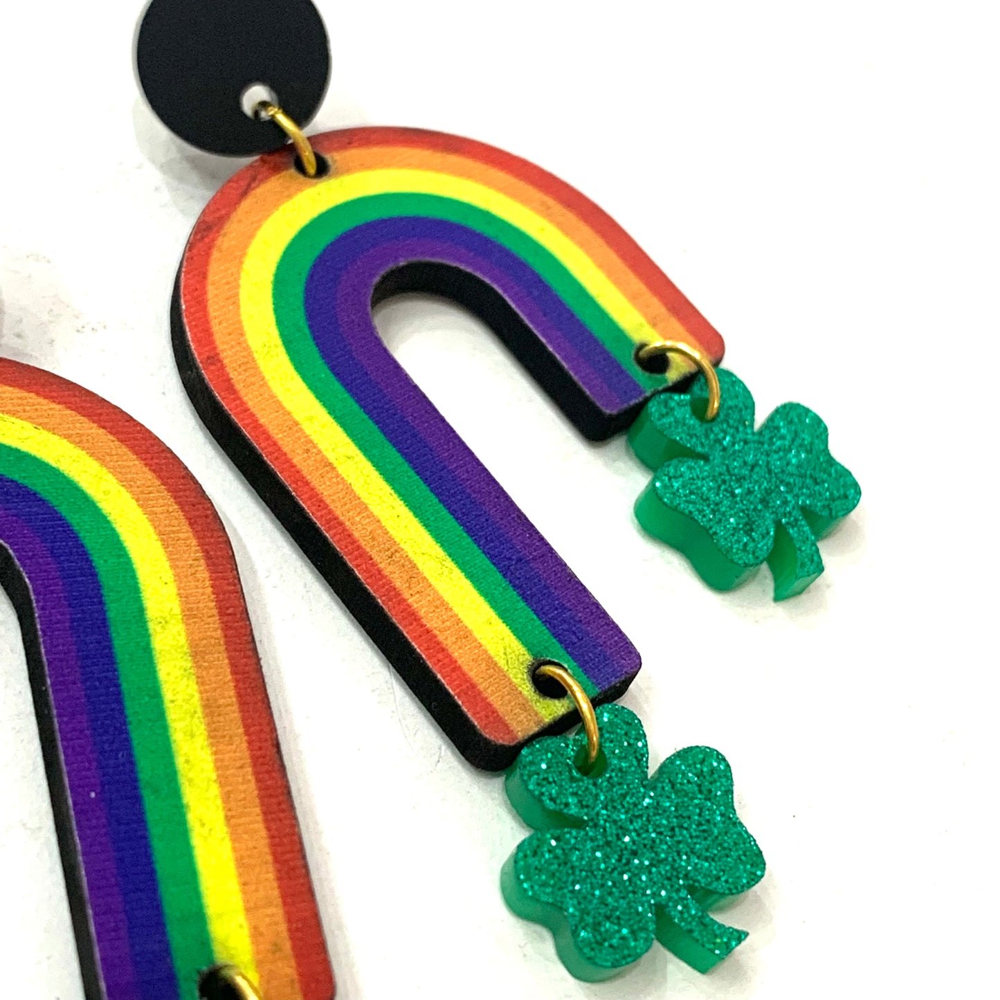 MAKIN' WHOOPEE - Rainbow & Shamrock Dangle Earrings