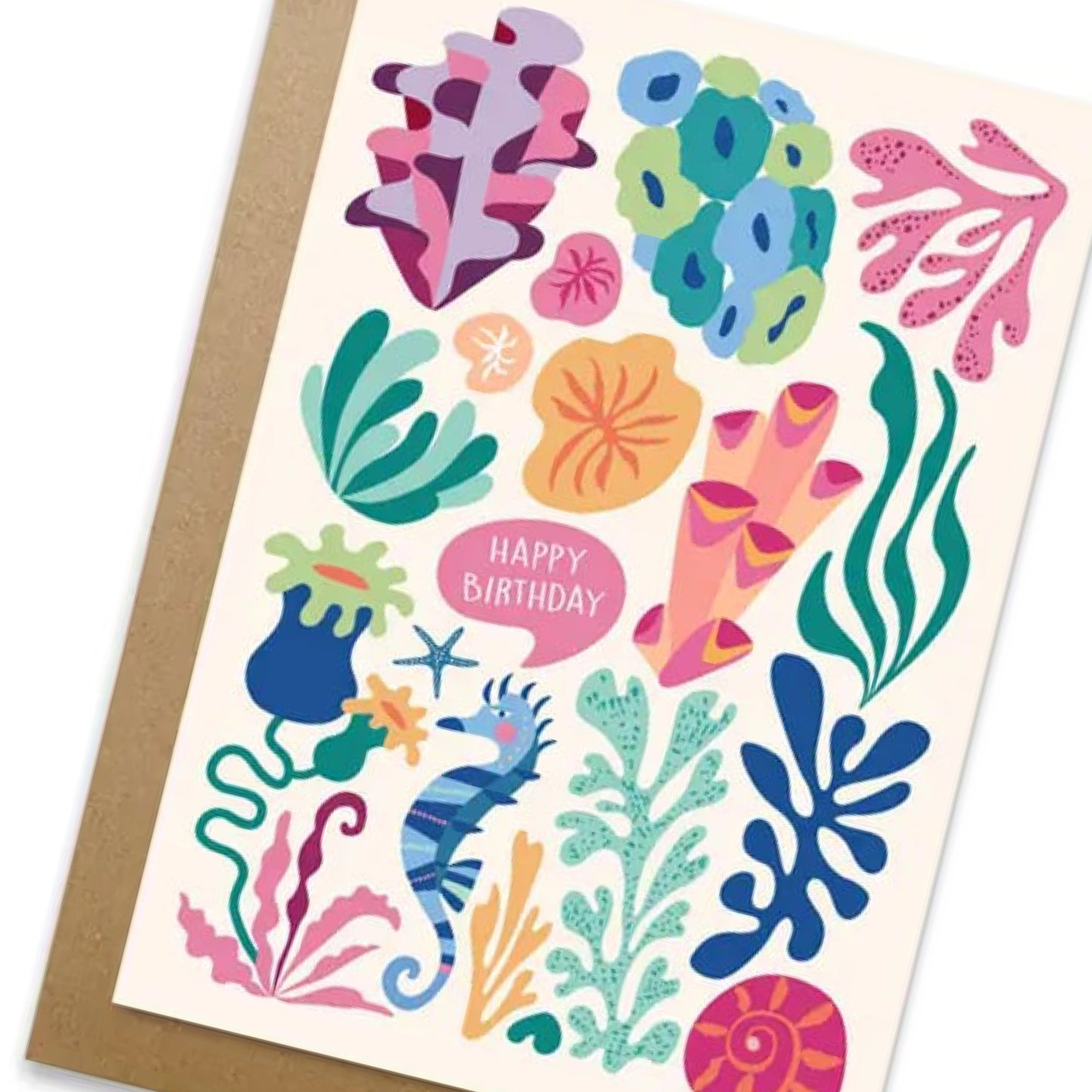 3 BIRDIES STUDIO- "Coral Birthday"- Greeting Card