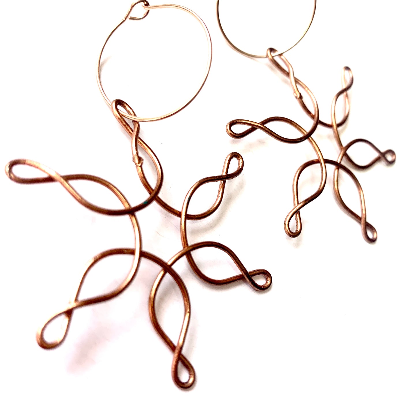 THIS BIRD HAS FLOWN - “COPPER SNOWFLAKE” HOOP DANGLES