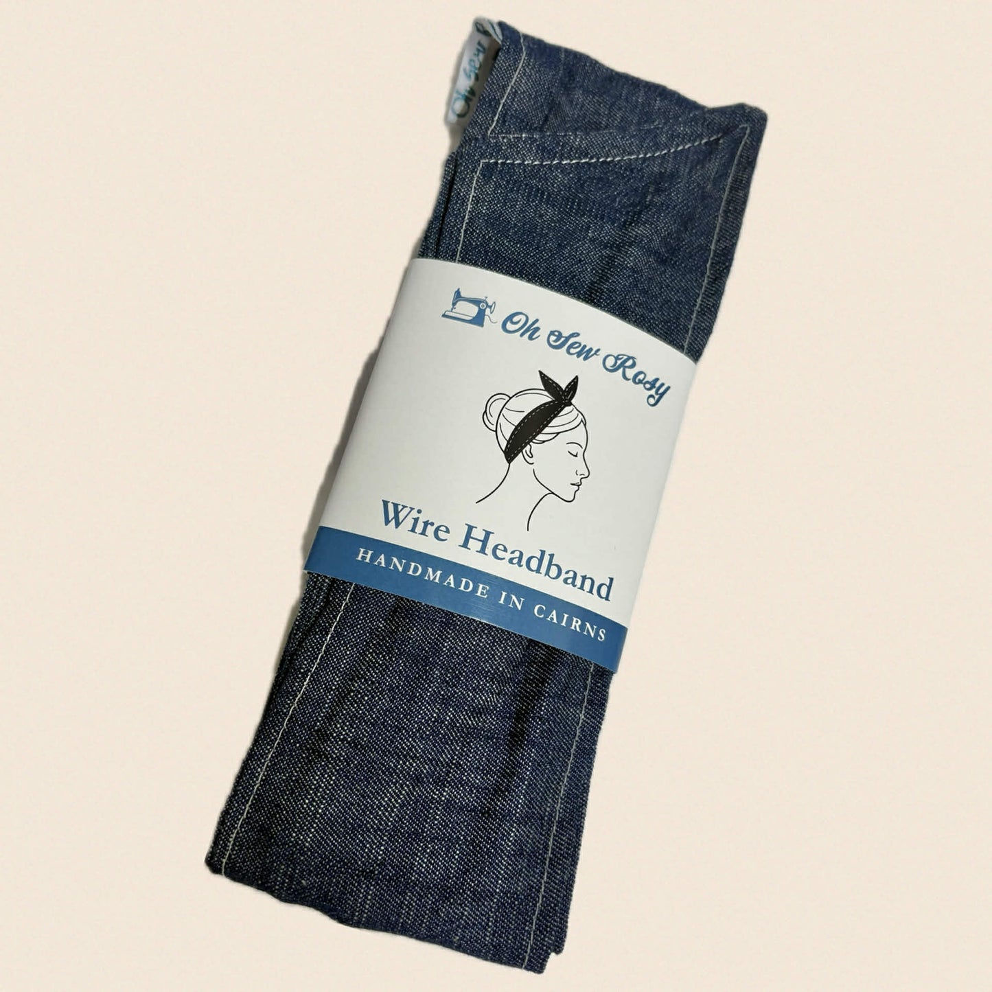 OH SEW ROSY: WIRE HEADBAND - Blue Denim