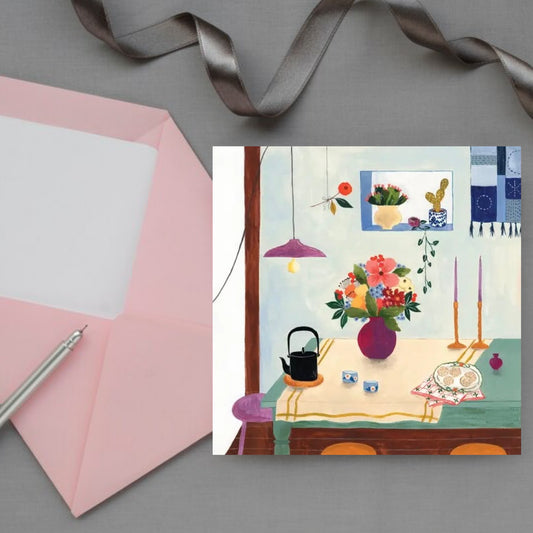 FLORA WAYCOTT - "Dining Table" Square Greeting Card