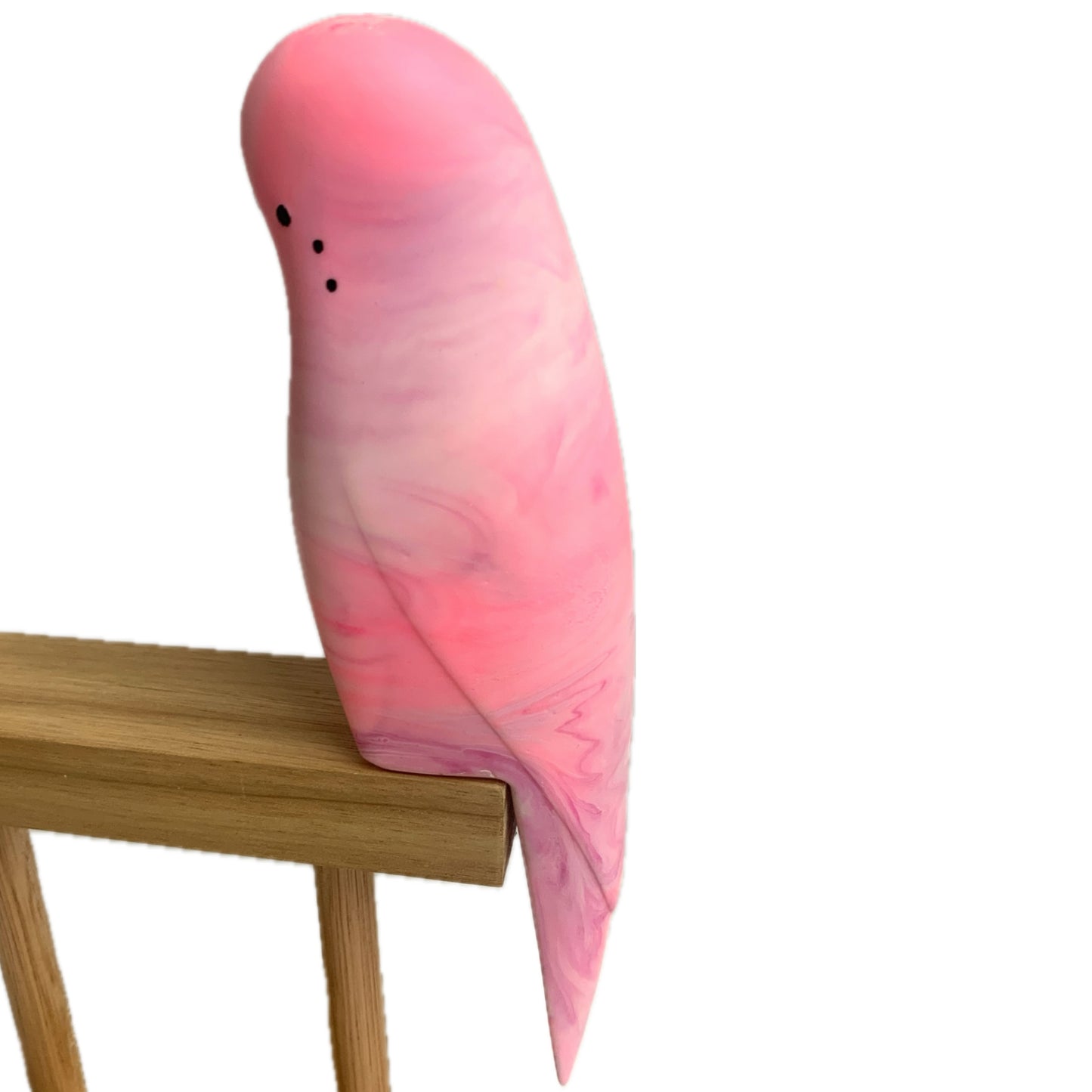 PETE CROMER - RESIN BUDGERIGAR #7 - Pretty in Pink Swirl