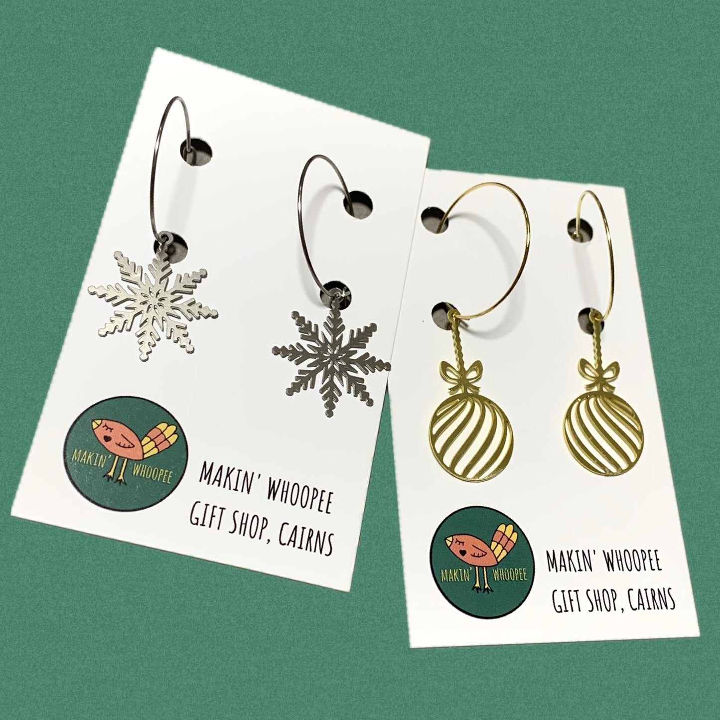 MAKIN' WHOOPEE - “SILVER SNOWFLAKES" CHRISTMAS HOOP DANGLES