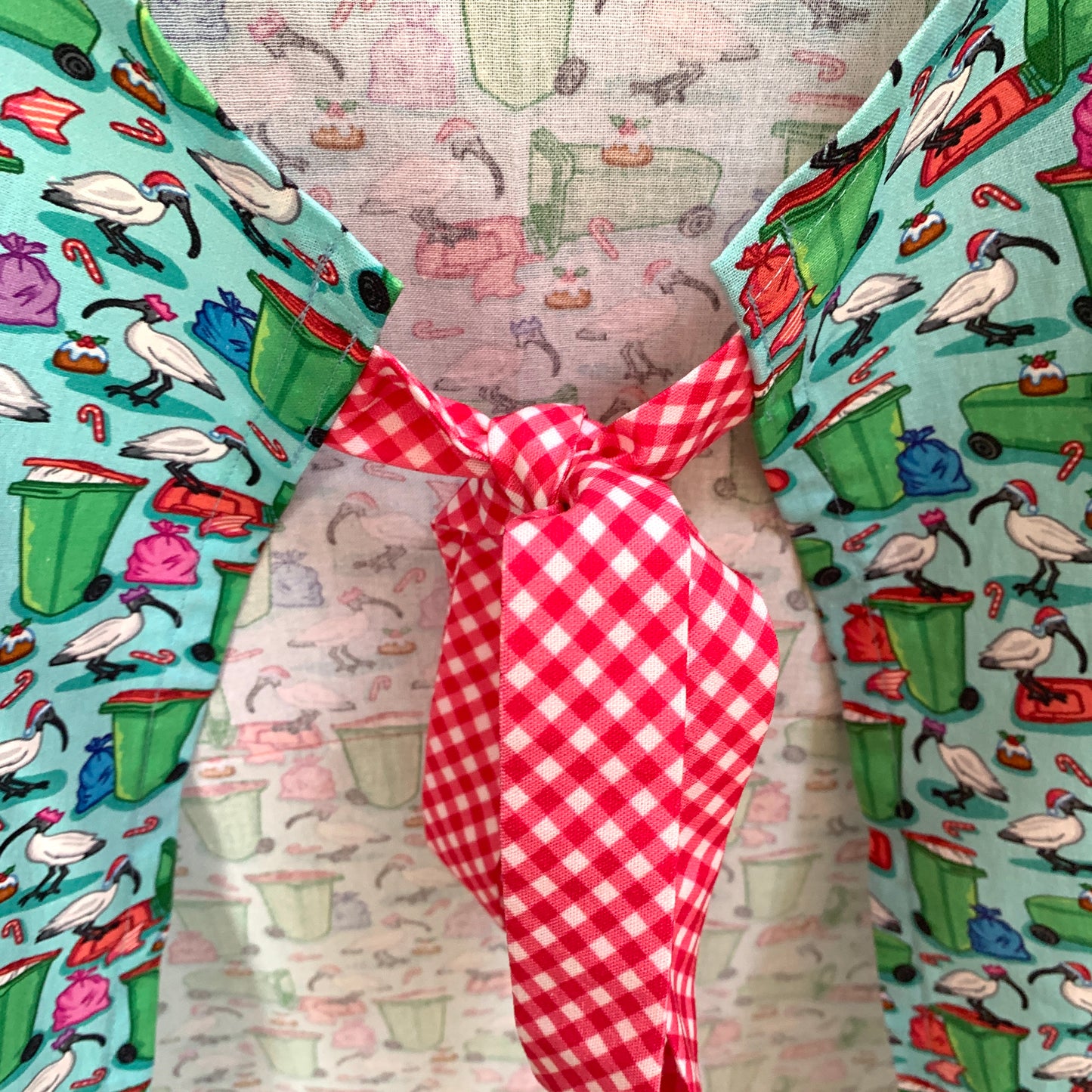 MUMMA WHOOPEE - "Bin Chicken (Ibis) & Checks" Christmas Apron