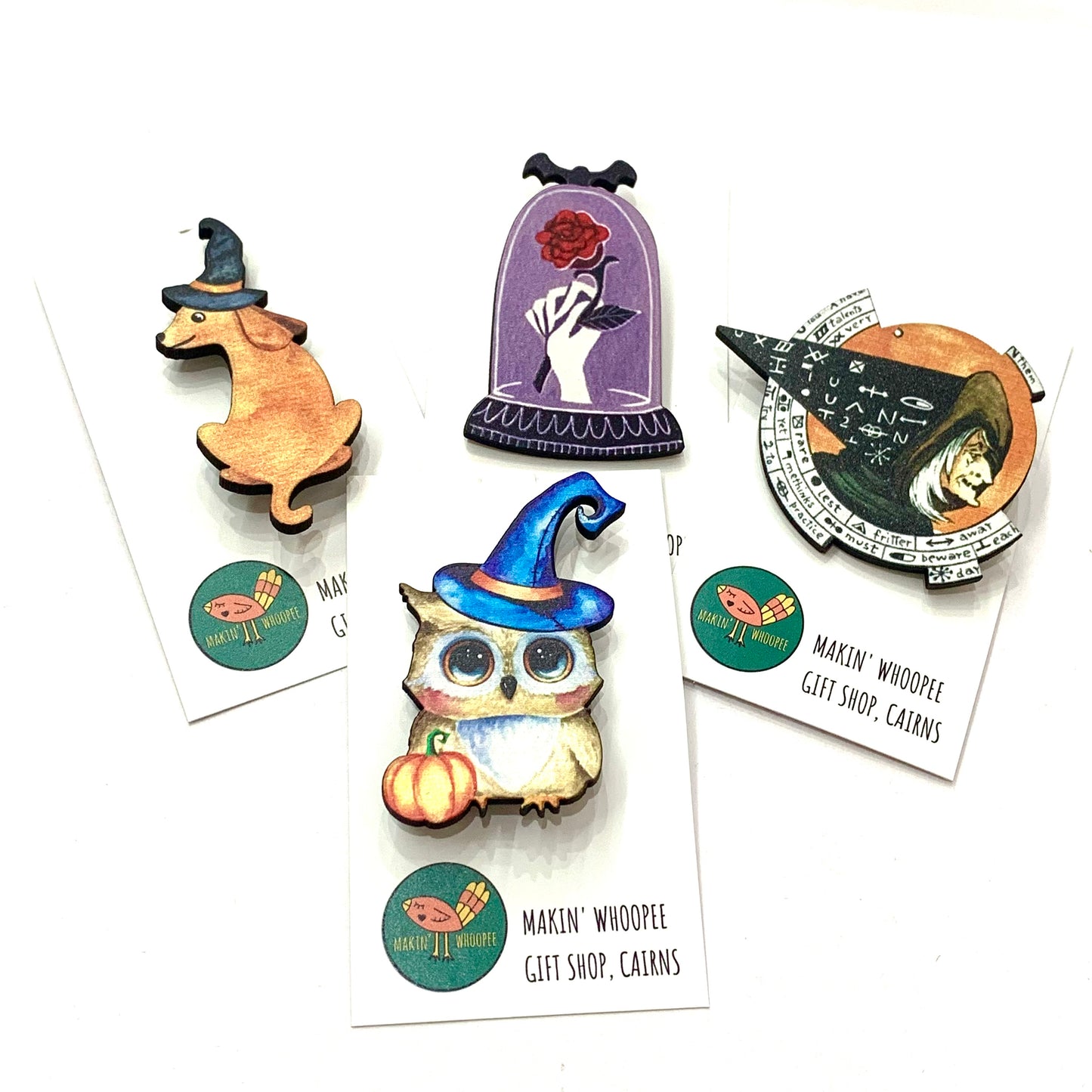 MAKIN' WHOOPEE - Wilfred the Wizard - Timber Halloween Brooch