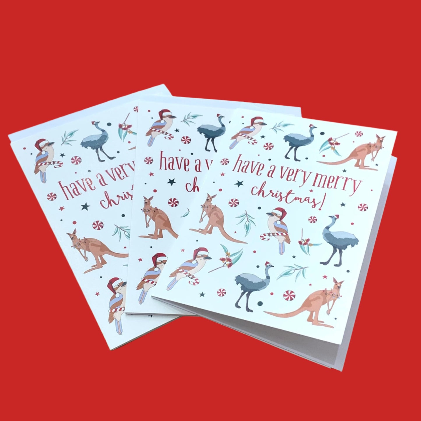 CANDLE BARK CREATIONS - "Aussie Christmas Friends" Australiana Single Cards