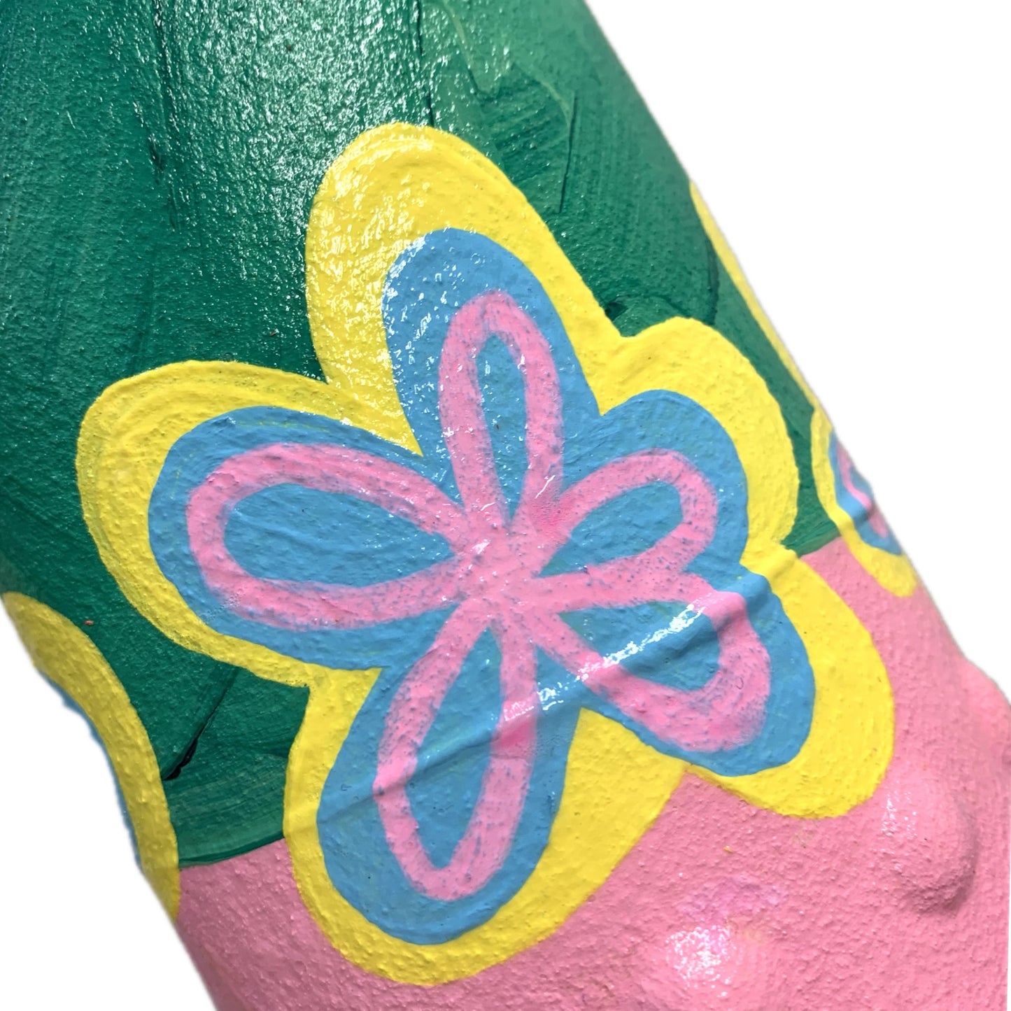 THIS BIRD HAS FLOWN - Tall Bump Vase- Pink, Green & Yellow