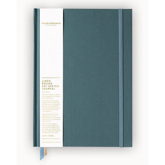 BESPOKE LETTERPRESS - Linen Bound Art Sketch Journal - Meadow Blue