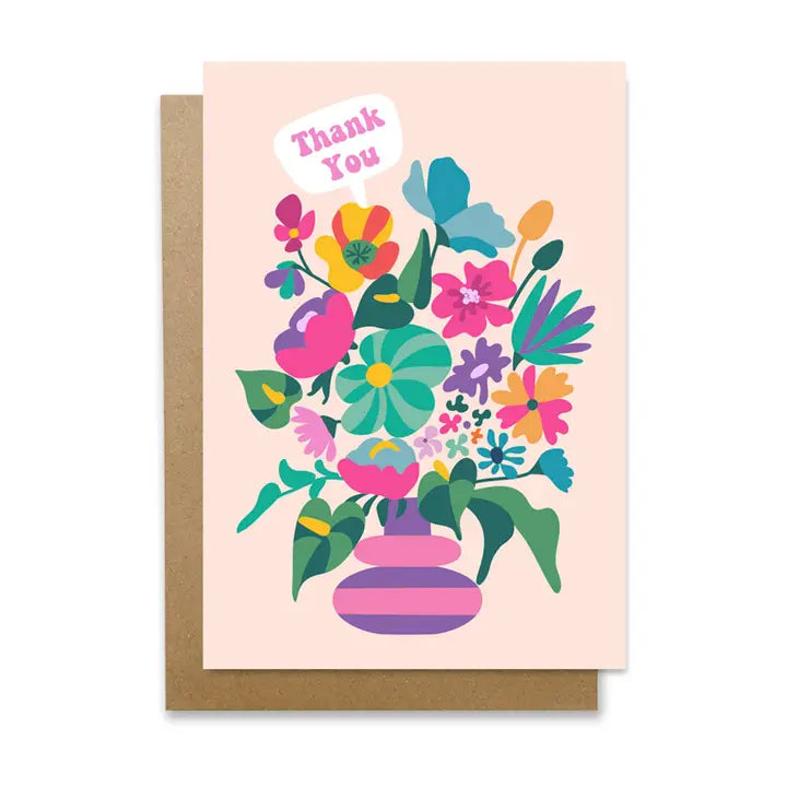 3 BIRDIES STUDIO- "Thank You Flowers"- Greeting Card