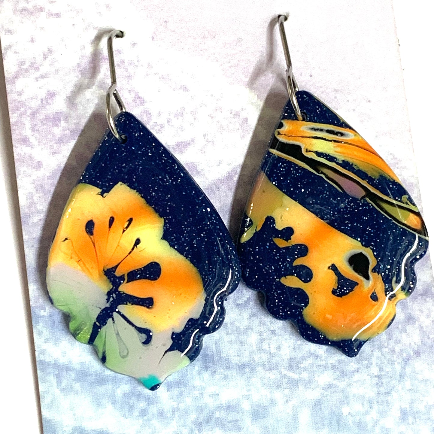 Sailvie Creations -Lava Scalloped Circle Hook Dangle Earrings