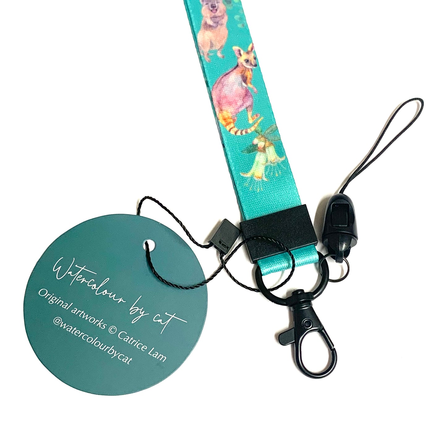 WATERCOLOURS BY CAT- Australian Animal Lanyard- Green