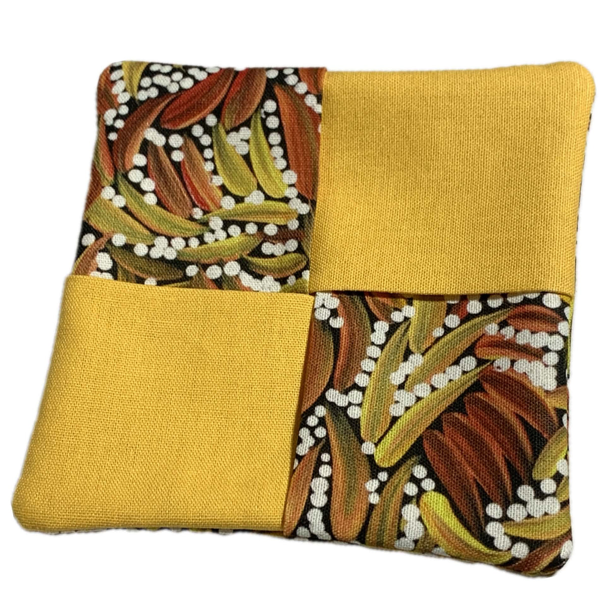 MUMMA WHOOPEE- single WINE GLASS SLIPPER/COASTERS- BUSH BANANAS YELLOW