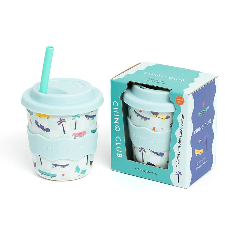 CHINO CLUB- Kids 8oz Reusable Cup- Blue Skate