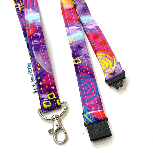 OH SEW ROSY: FABRIC LANYARD - Purple Abstract