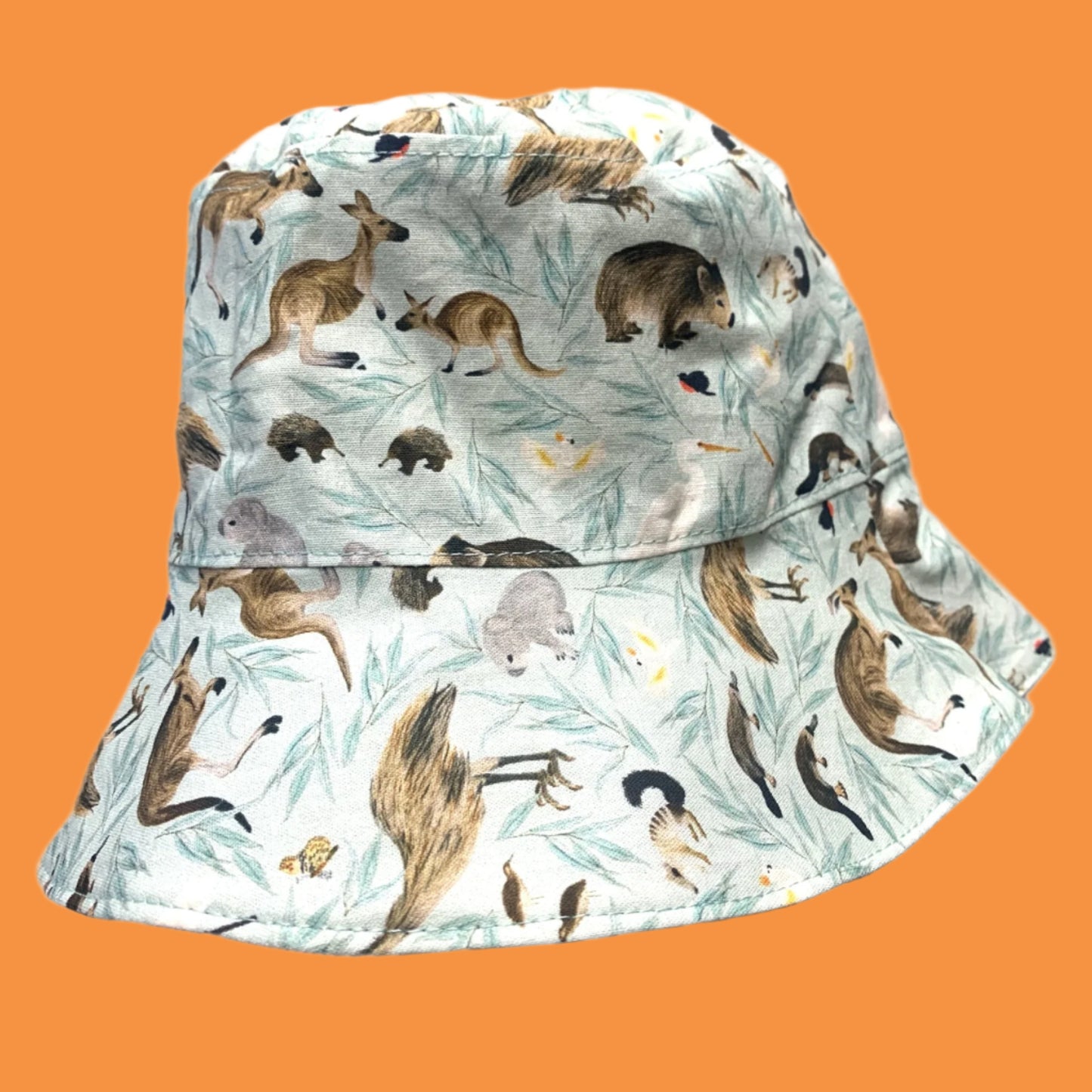 Teacups n Quilts - Aussie Animals & Gum Leaves Fabric Hat- Kids Size Small