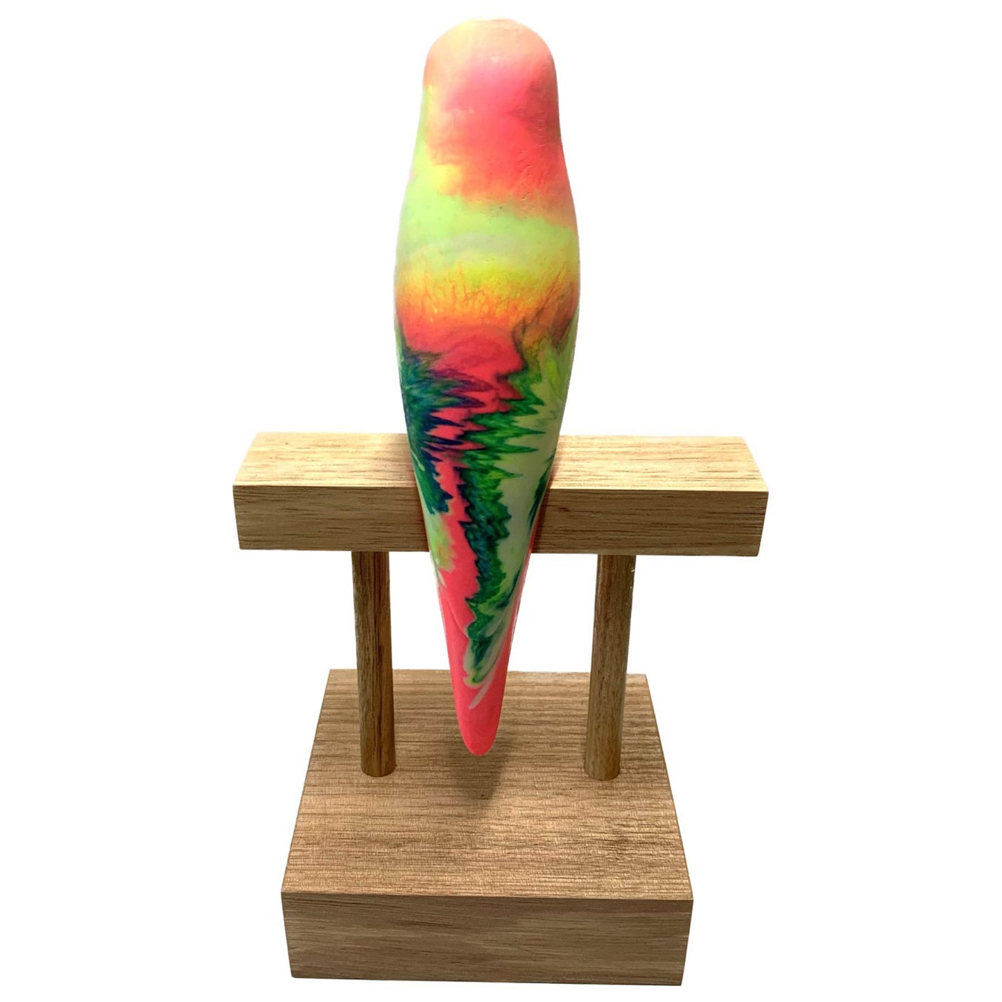 PETE CROMER - RESIN BUDGERIGAR #3- Neon Rainbow Green Highlight