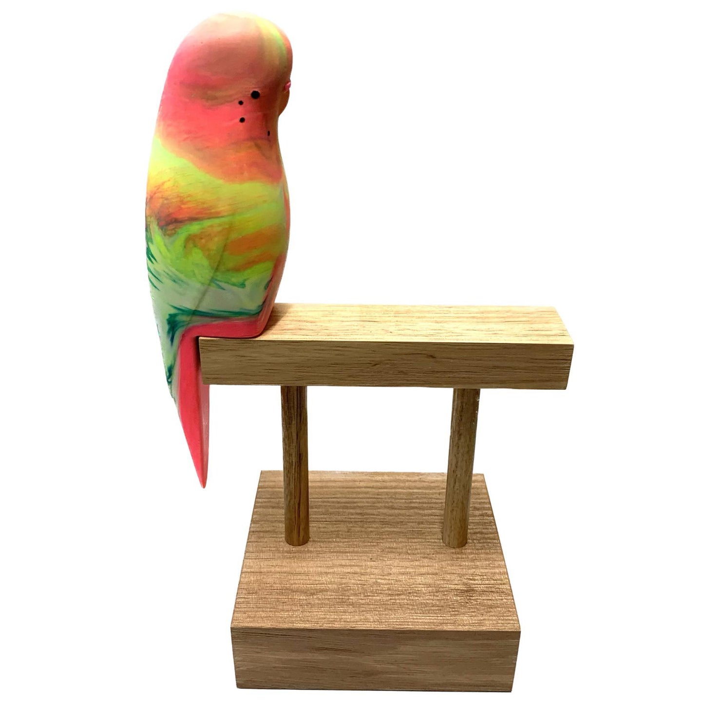 PETE CROMER - RESIN BUDGERIGAR #3- Neon Rainbow Green Highlight