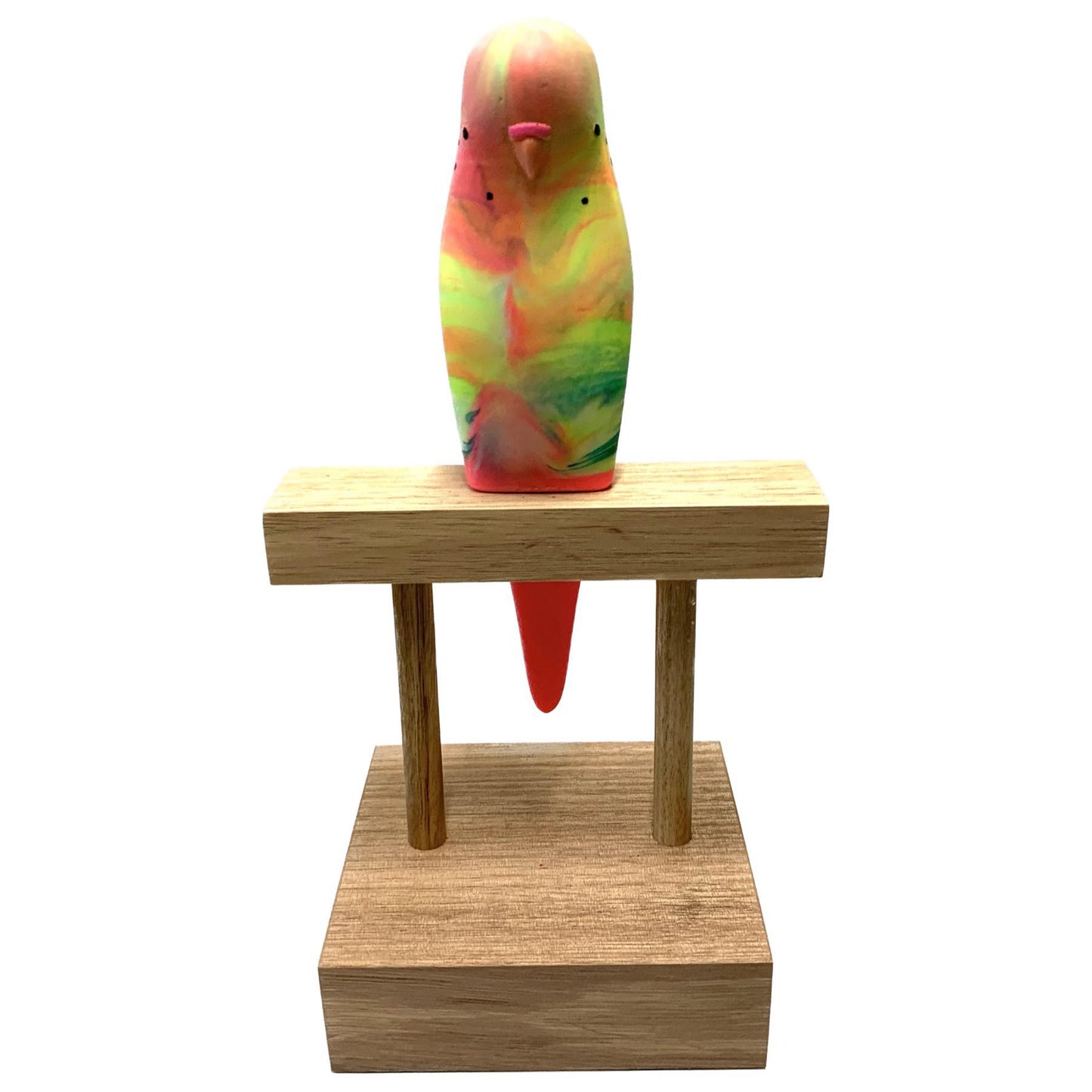 PETE CROMER - RESIN BUDGERIGAR #3- Neon Rainbow Green Highlight