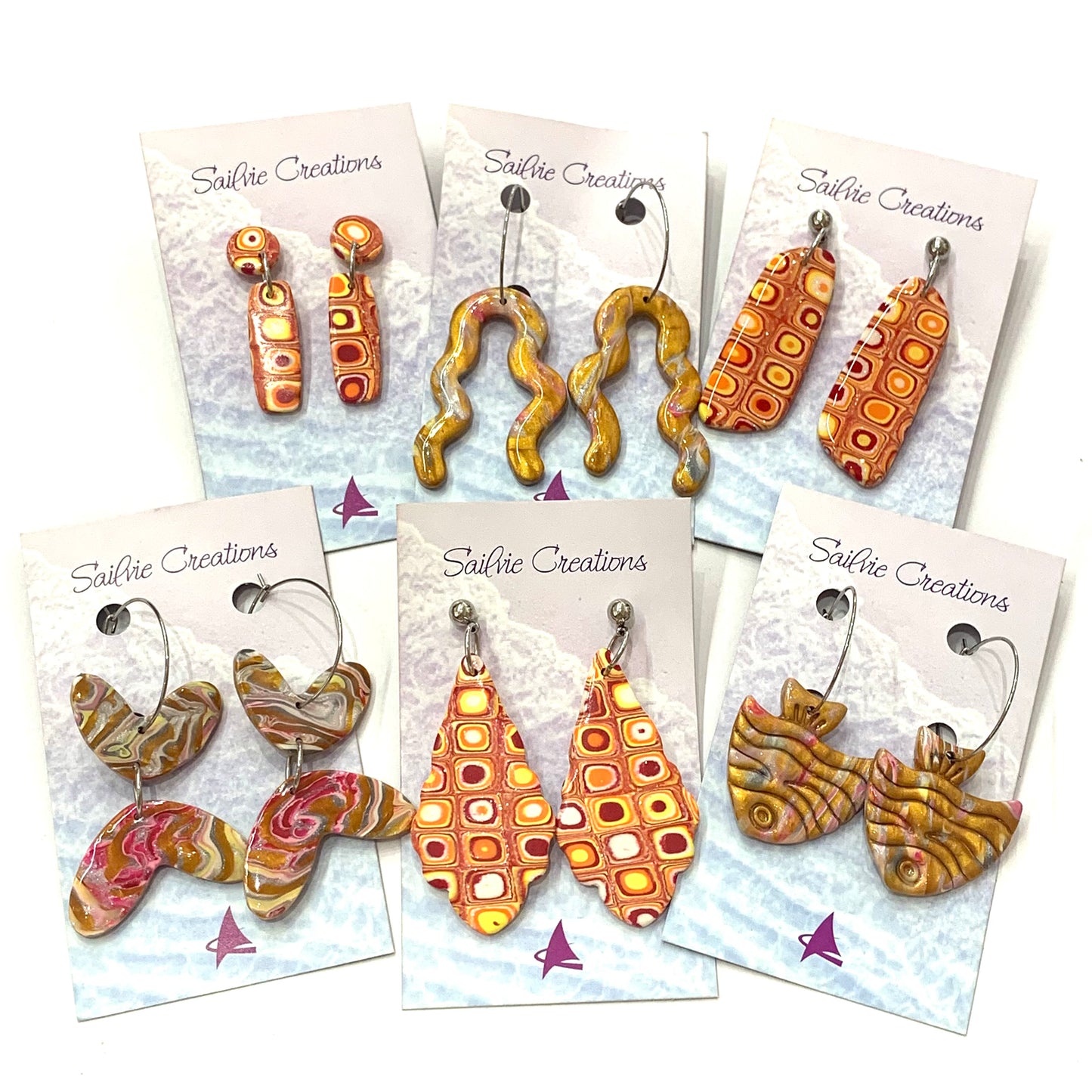 Sailvie Creations - Golden Squiggle Hoop Dangle Earrings