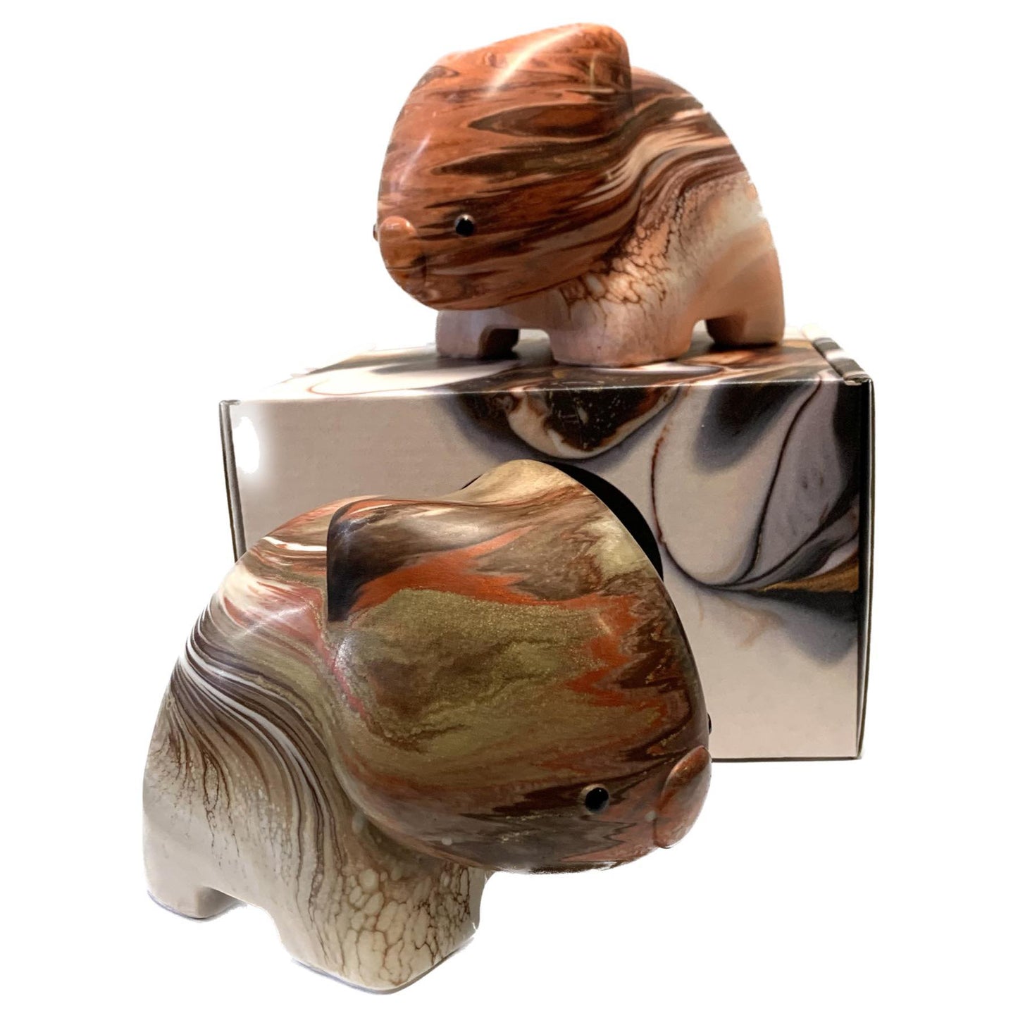 PETE CROMER - RESIN WOMBAT Natural #3 - Caramel Latte Swirl