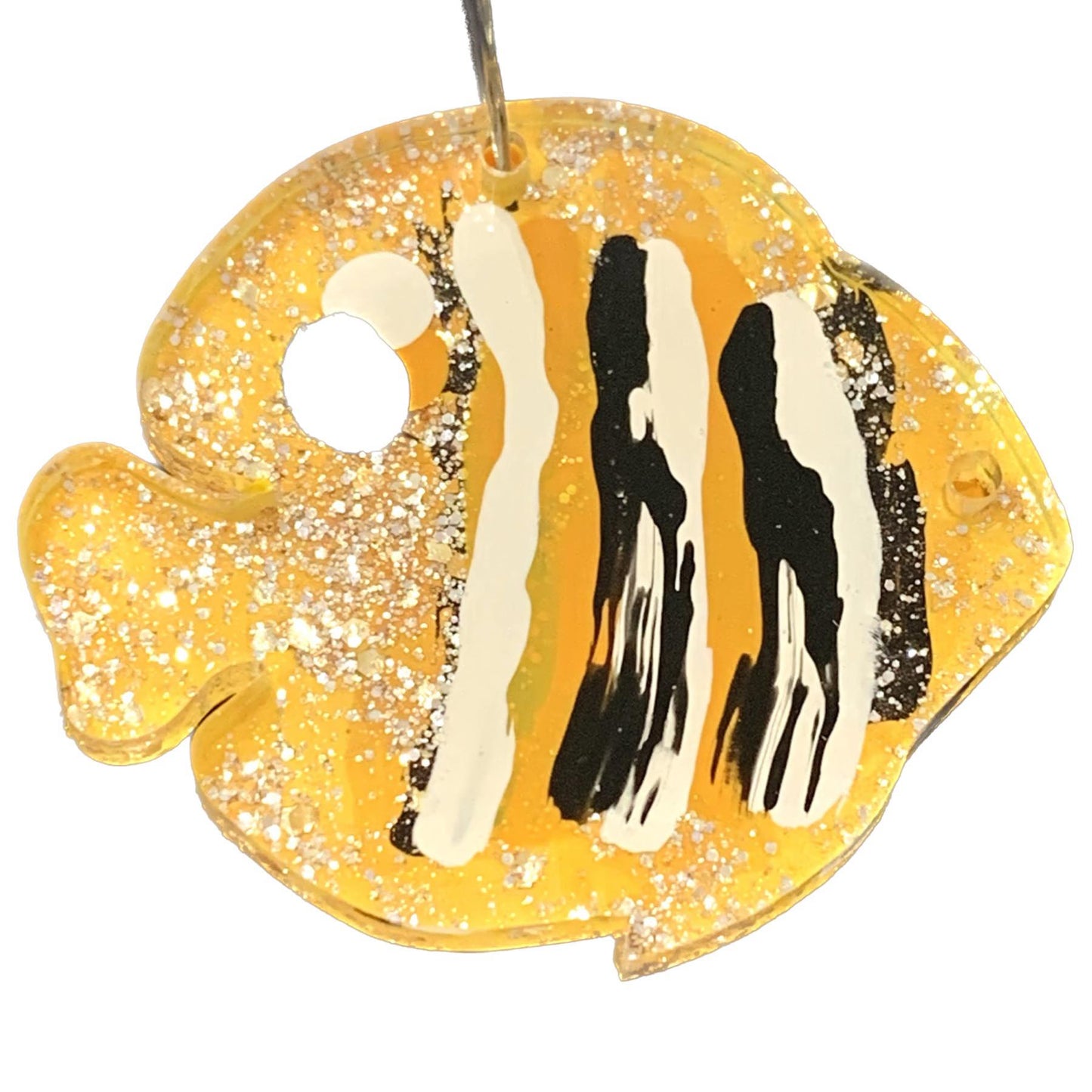 THIS BIRD HAS FLOWN- Yellow Angelfish Hoop Dangles