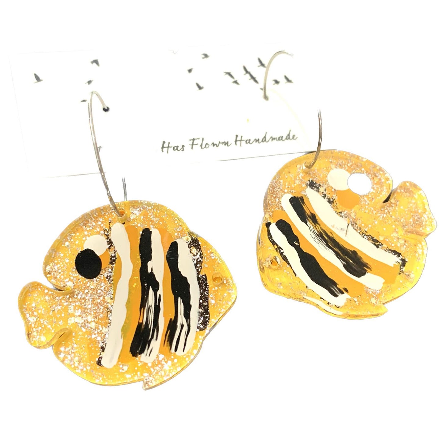 THIS BIRD HAS FLOWN- Yellow Angelfish Hoop Dangles