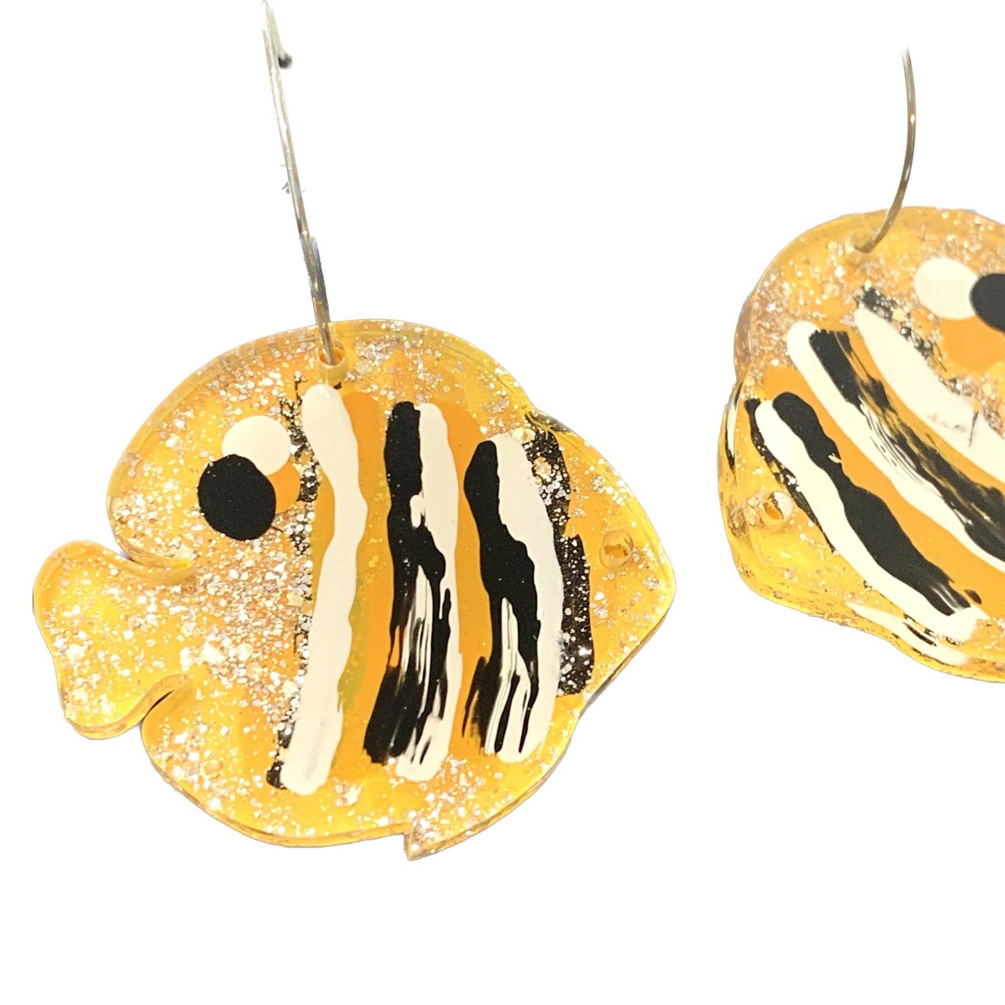 THIS BIRD HAS FLOWN- Yellow Angelfish Hoop Dangles