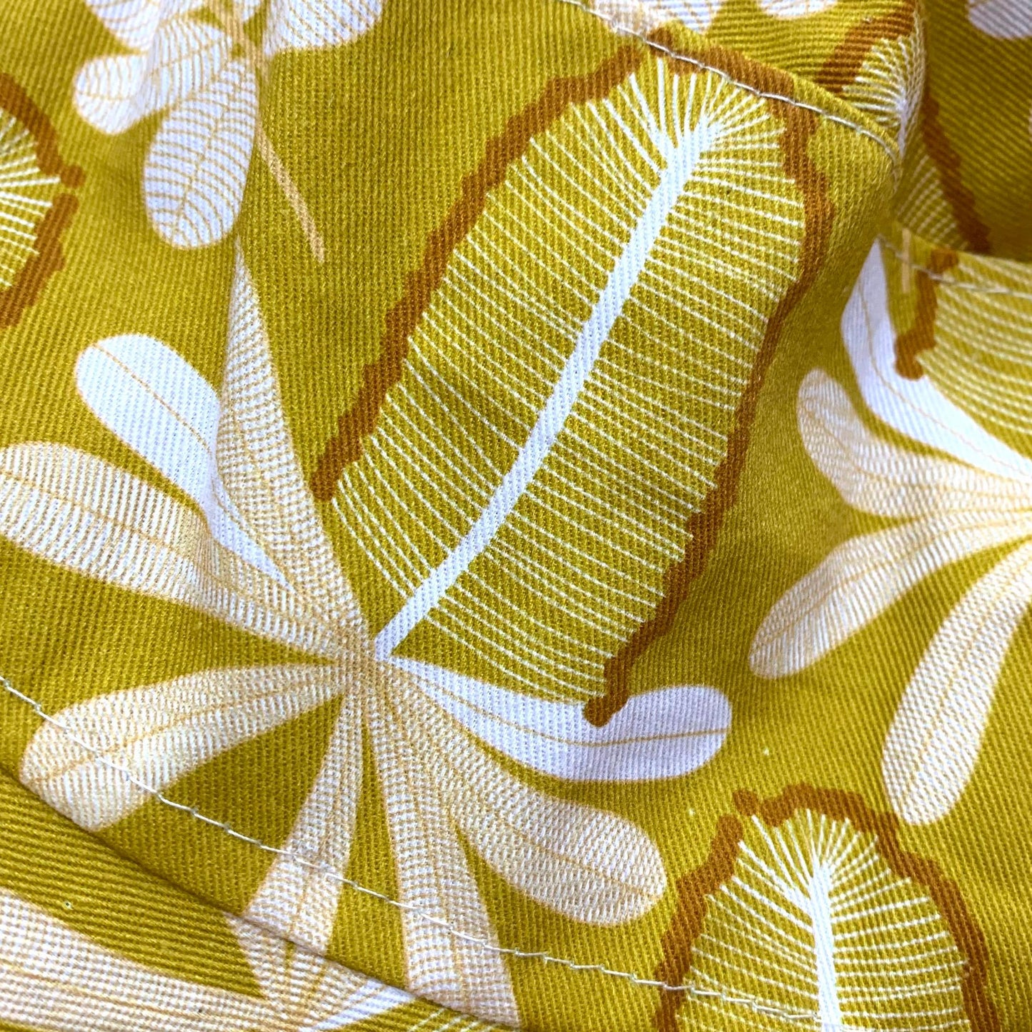 Teacups n Quilts- Mustard Grevilleas Fabric Hat- Adult Size
