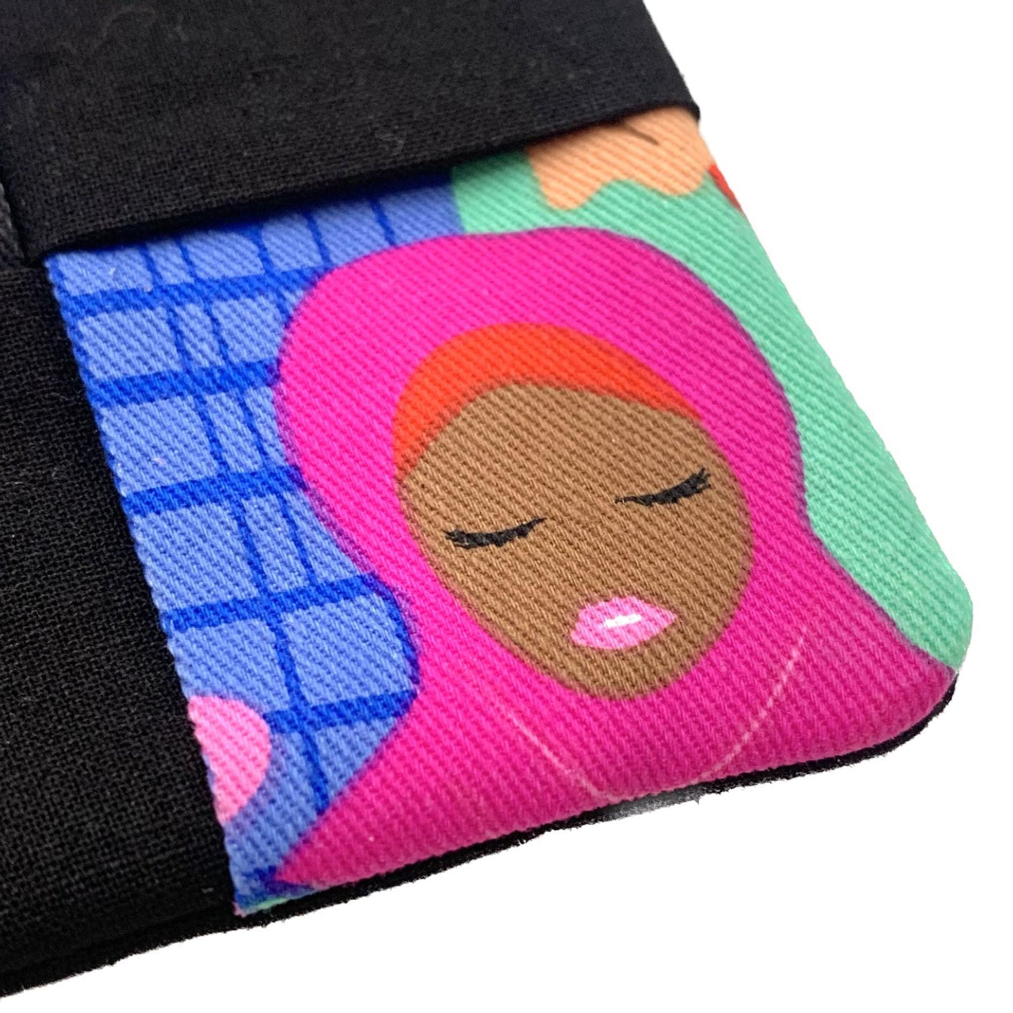 MUMMA WHOOPEE- SINGLE WINE GLASS SLIPPER/COASTERS- Diverse Faces & Black