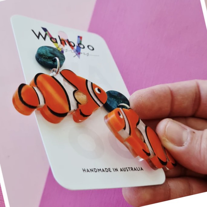 WAHBOO- Clown Fish Stud Dangle Earrings