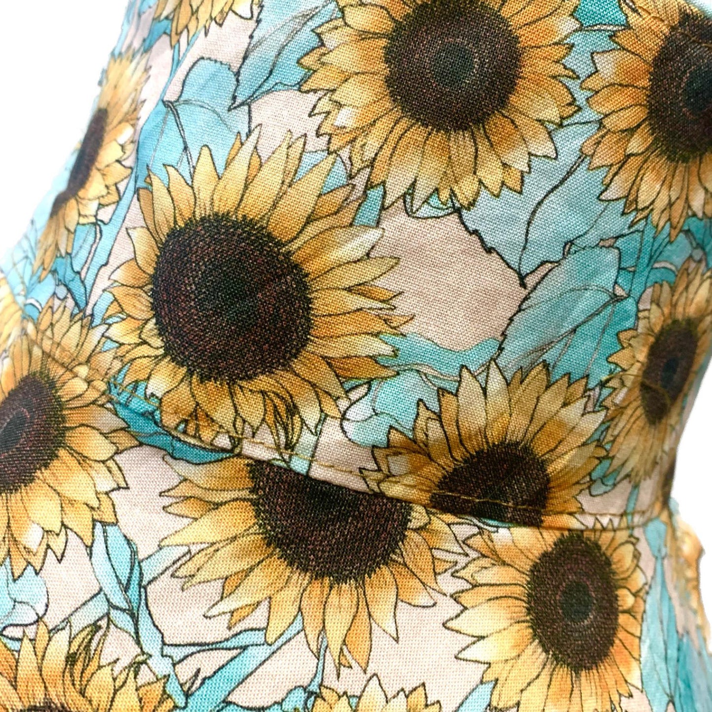 Teacups n Quilts- Aqua Sunflower Fabric Hat (Scenic Route)- Adult Size