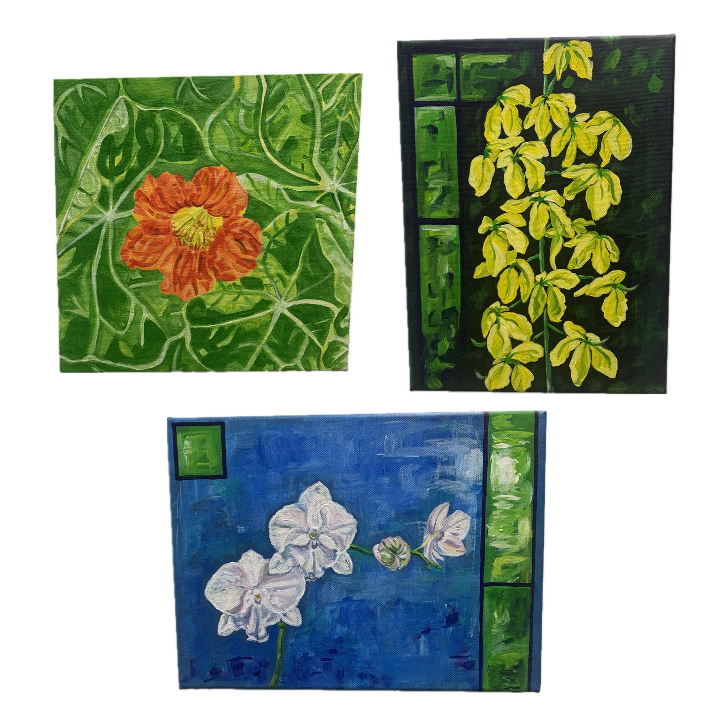 CARLEY CLARKE-RUSHTON - "Phalanopsis & Stained Glass" PAINTING