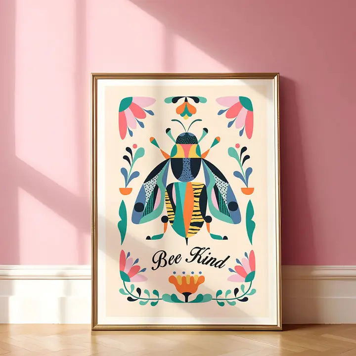 3 BIRDIES STUDIO- "Bee Kind" A4 Art Print
